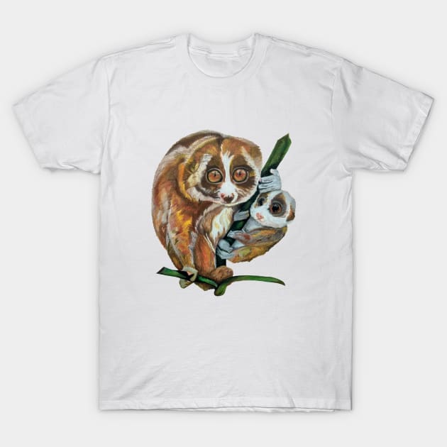 Slow Loris with Baby T-Shirt by mariasibireva